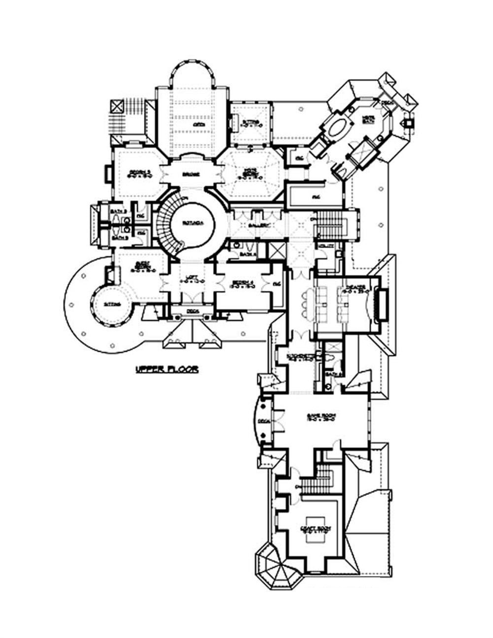Floor Plan Second Story of European Plan #115-1226